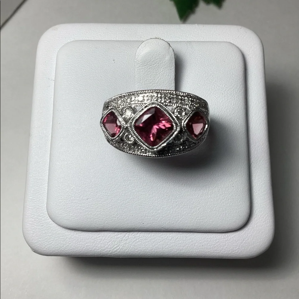 NEW, 14k W.G. PINK TOURMALINE RING - Picture 6 of 9